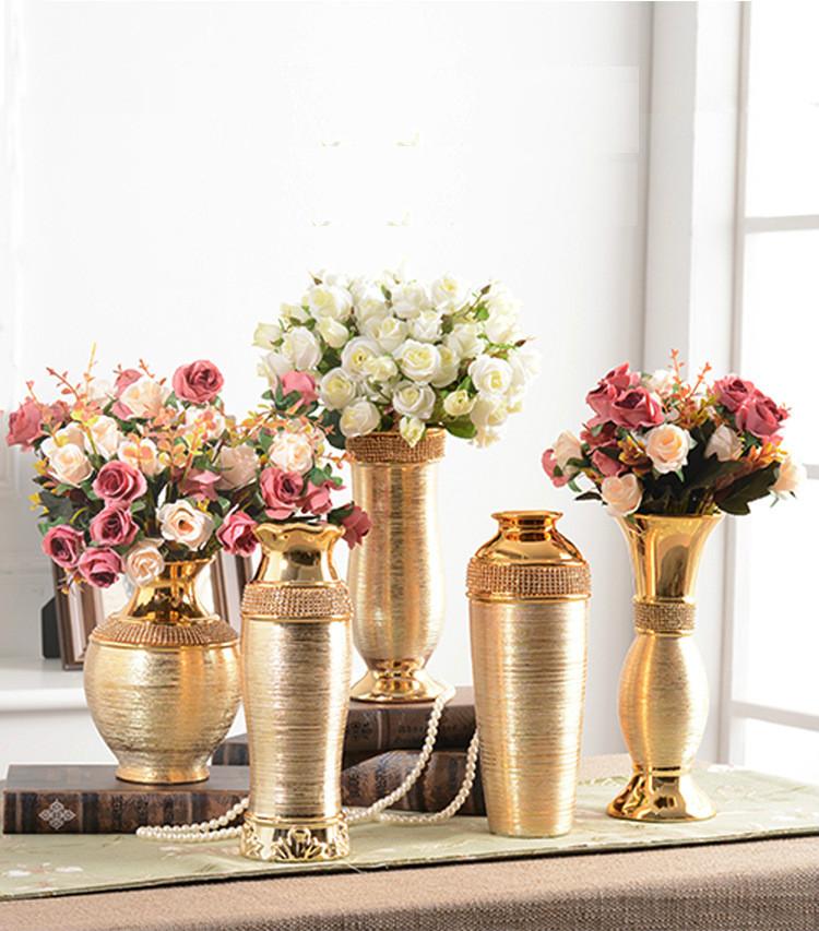 Brushed Gold Style Ceramic Vase